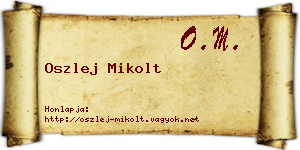 Oszlej Mikolt névjegykártya